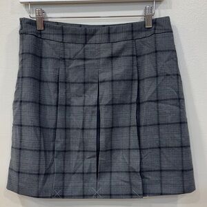 LOFT Charcoal Plaid Mini Skirt